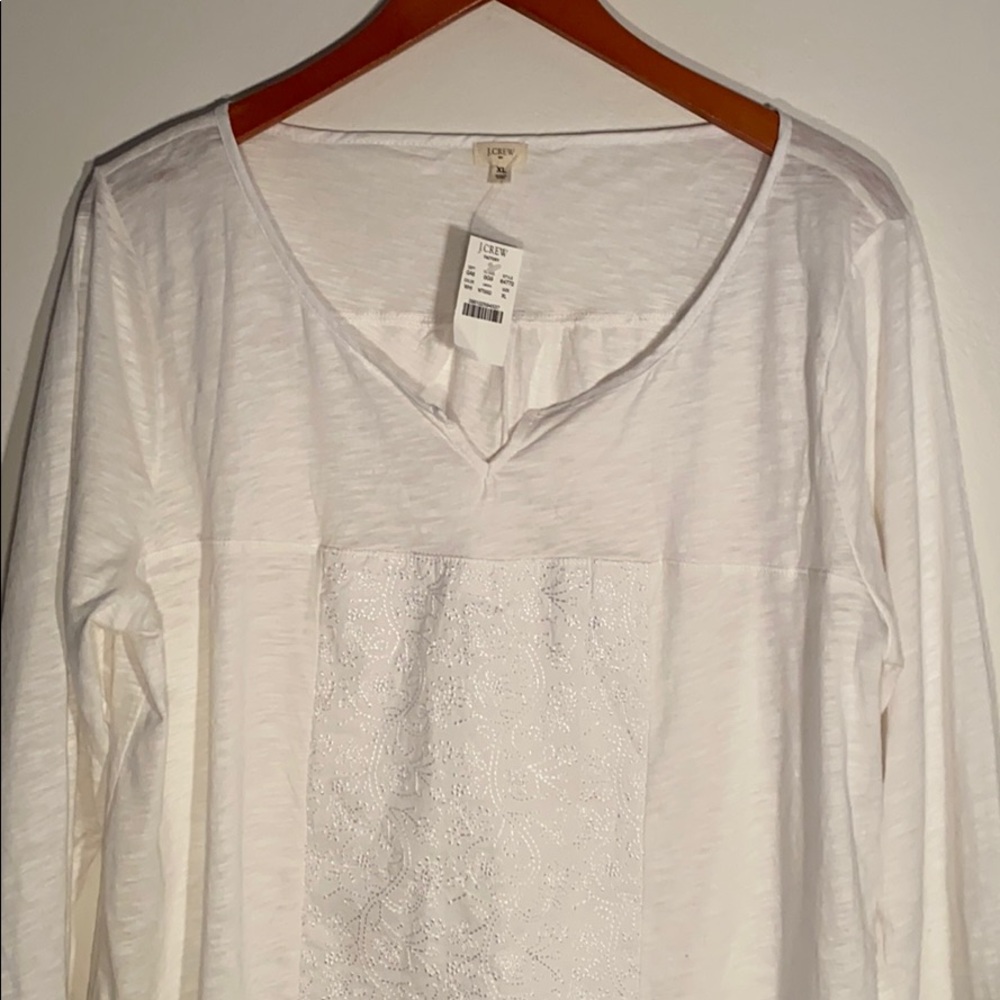 J. Crew white 3/4 sleeve top.
